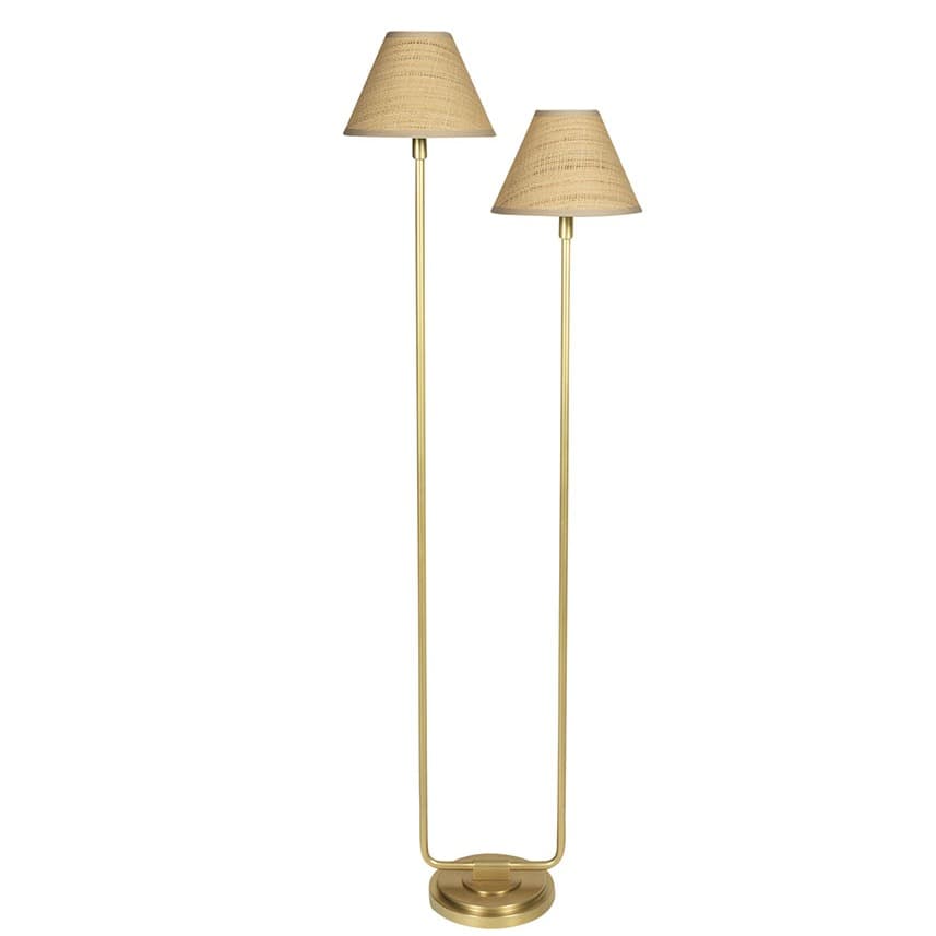 double floor lamp with rattan shades