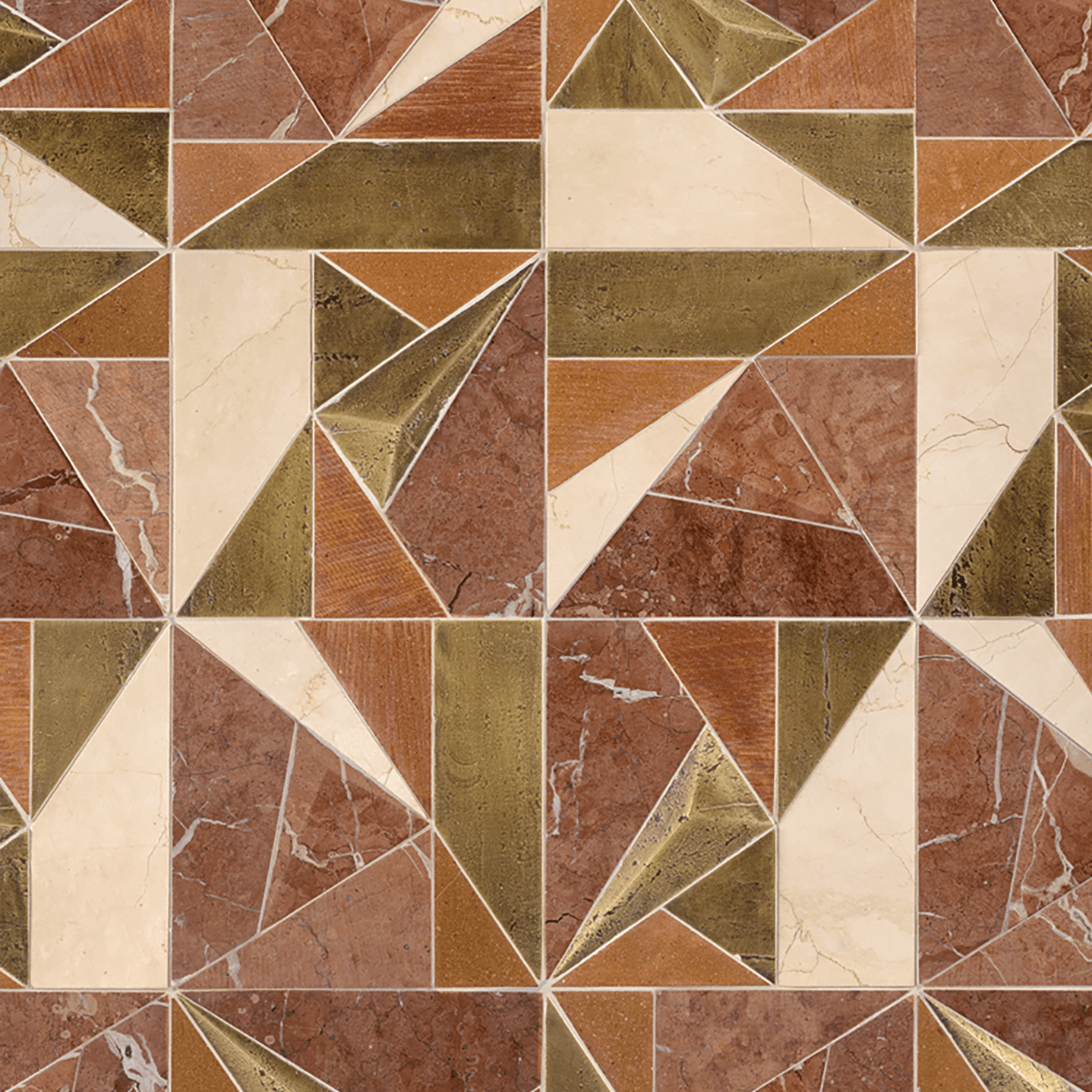 dimensional red, green and beige tile