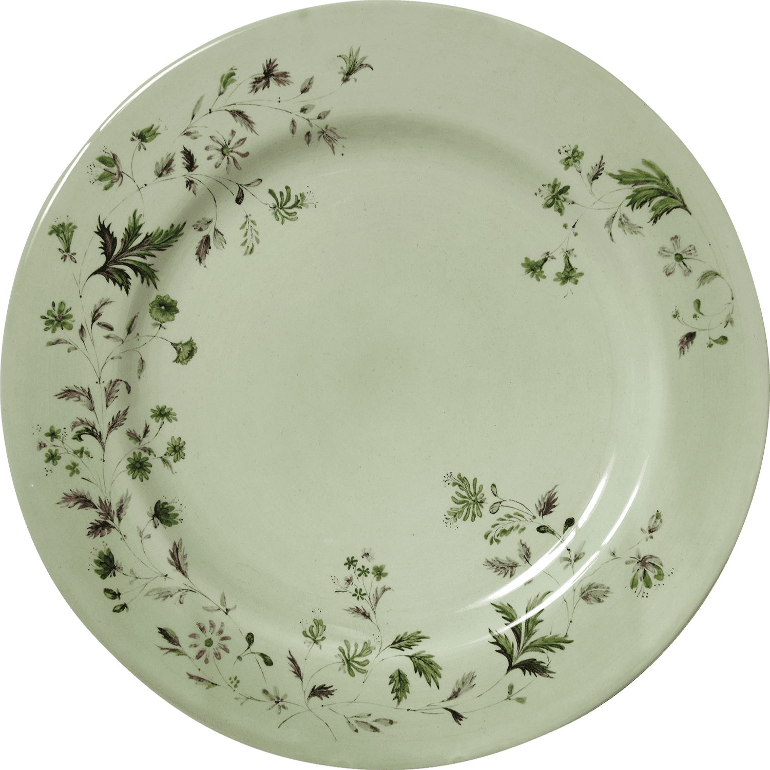 green plate with a floral design