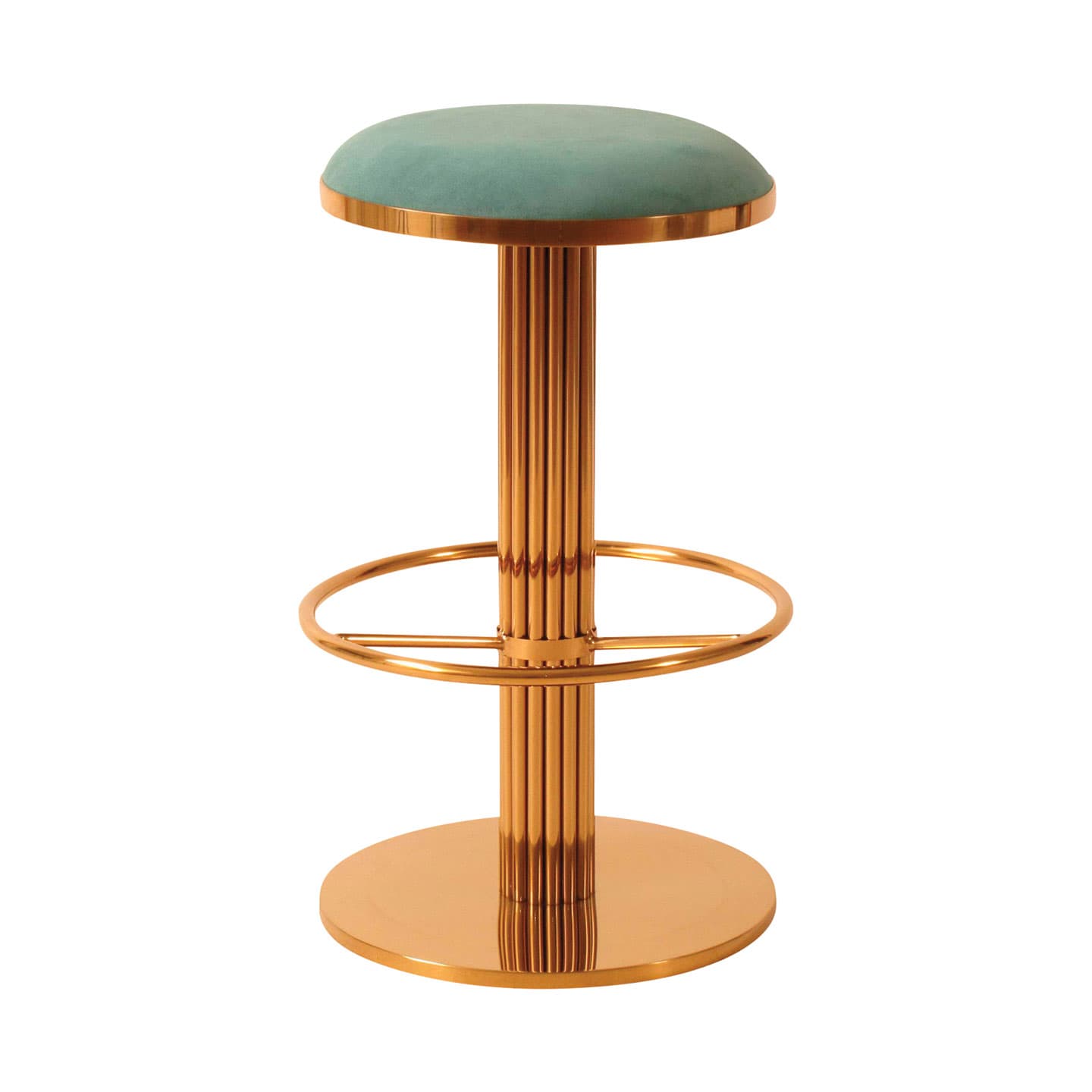 fluted barstool with a green seat