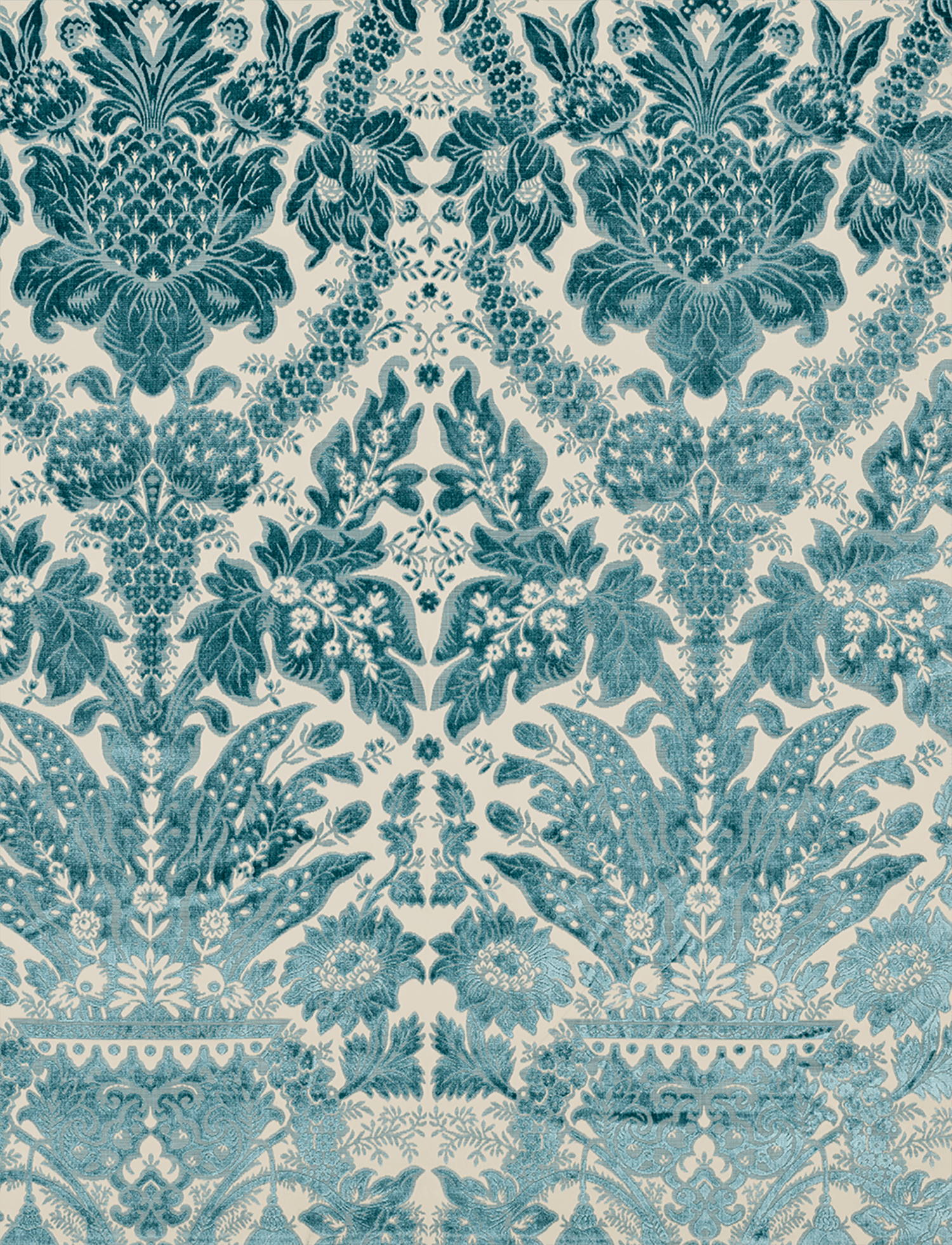 Regis Velvet Damask in Azure with The Metropolitan Museum of Art Collection