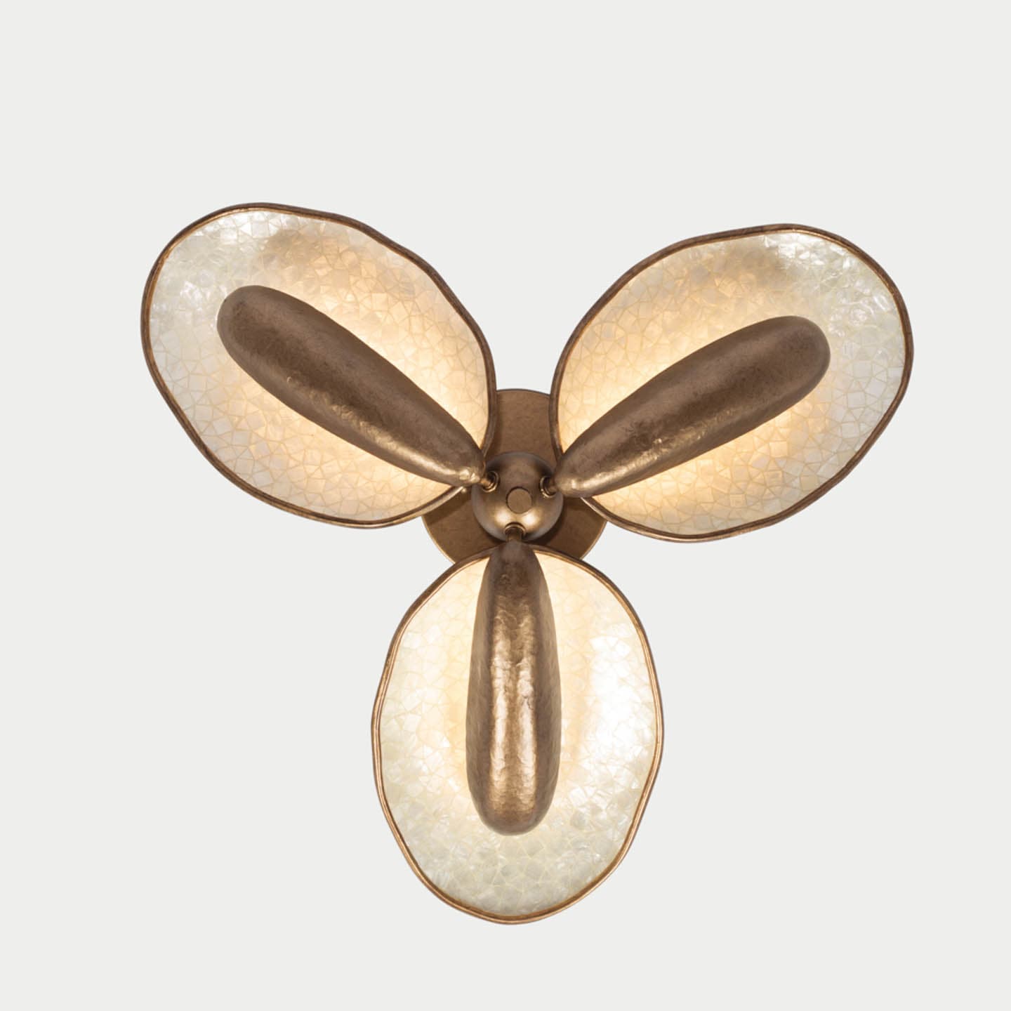 flush mounted light with 3 petal-like extensions