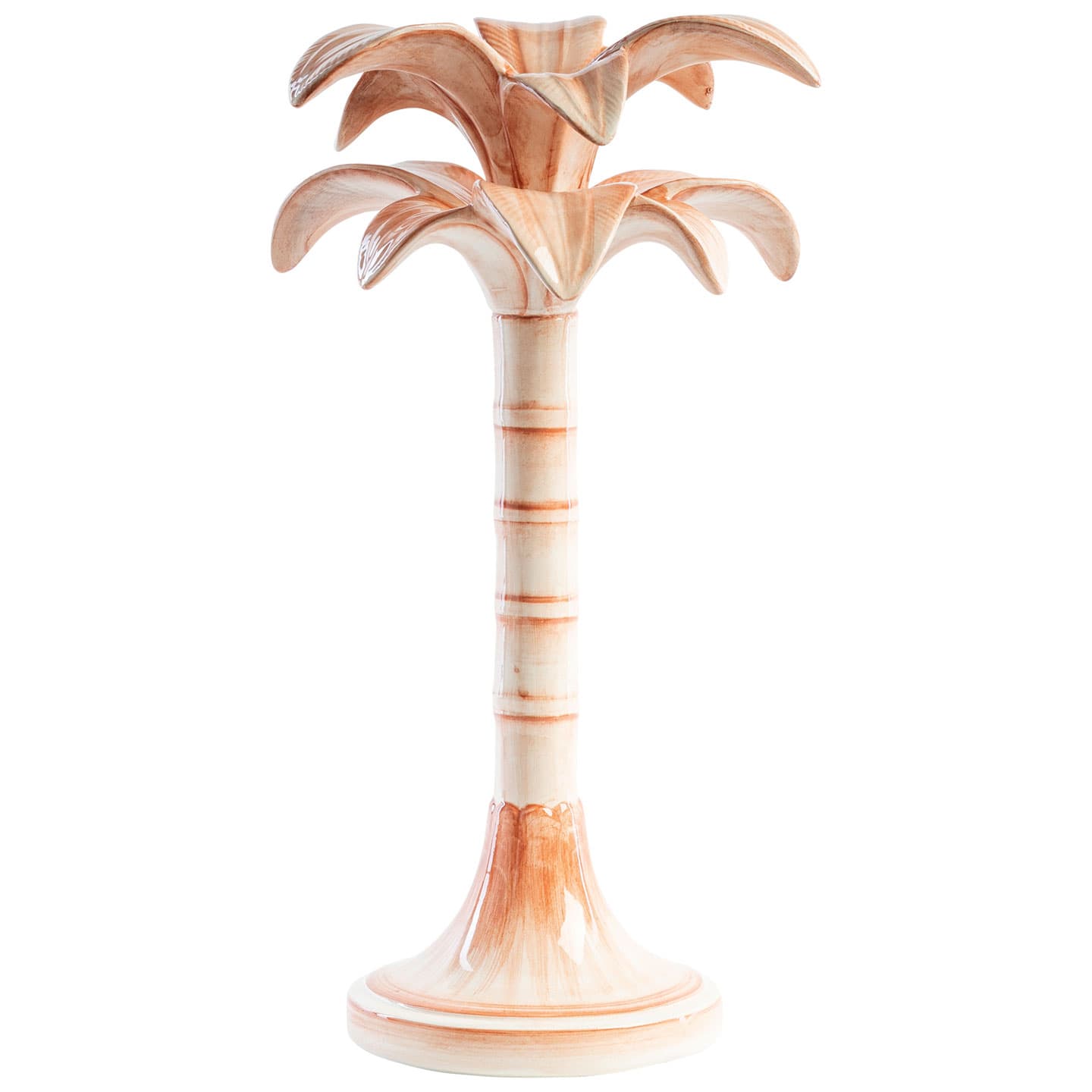 pink palm tree ceramic candlesticks