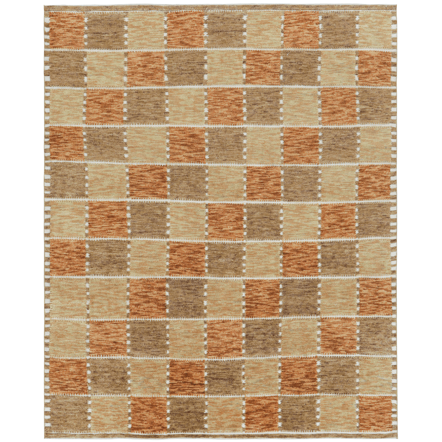 Scandinavian Rug No. 28862 in Beige-Brown and Rust