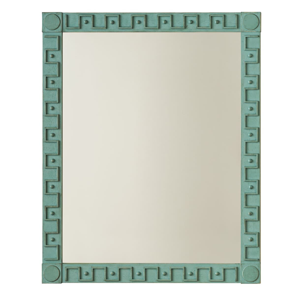 green framed mirror