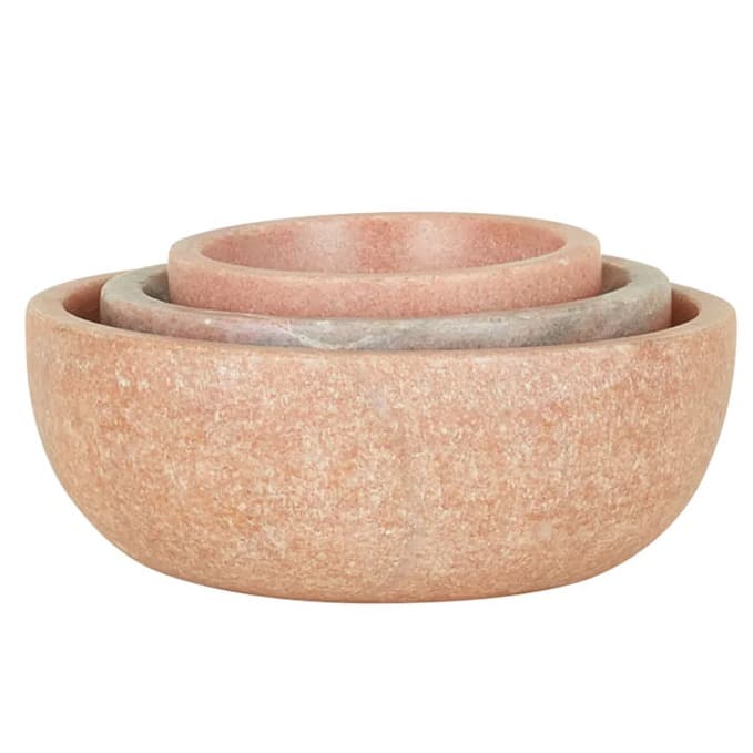 stack of pink marble bowls