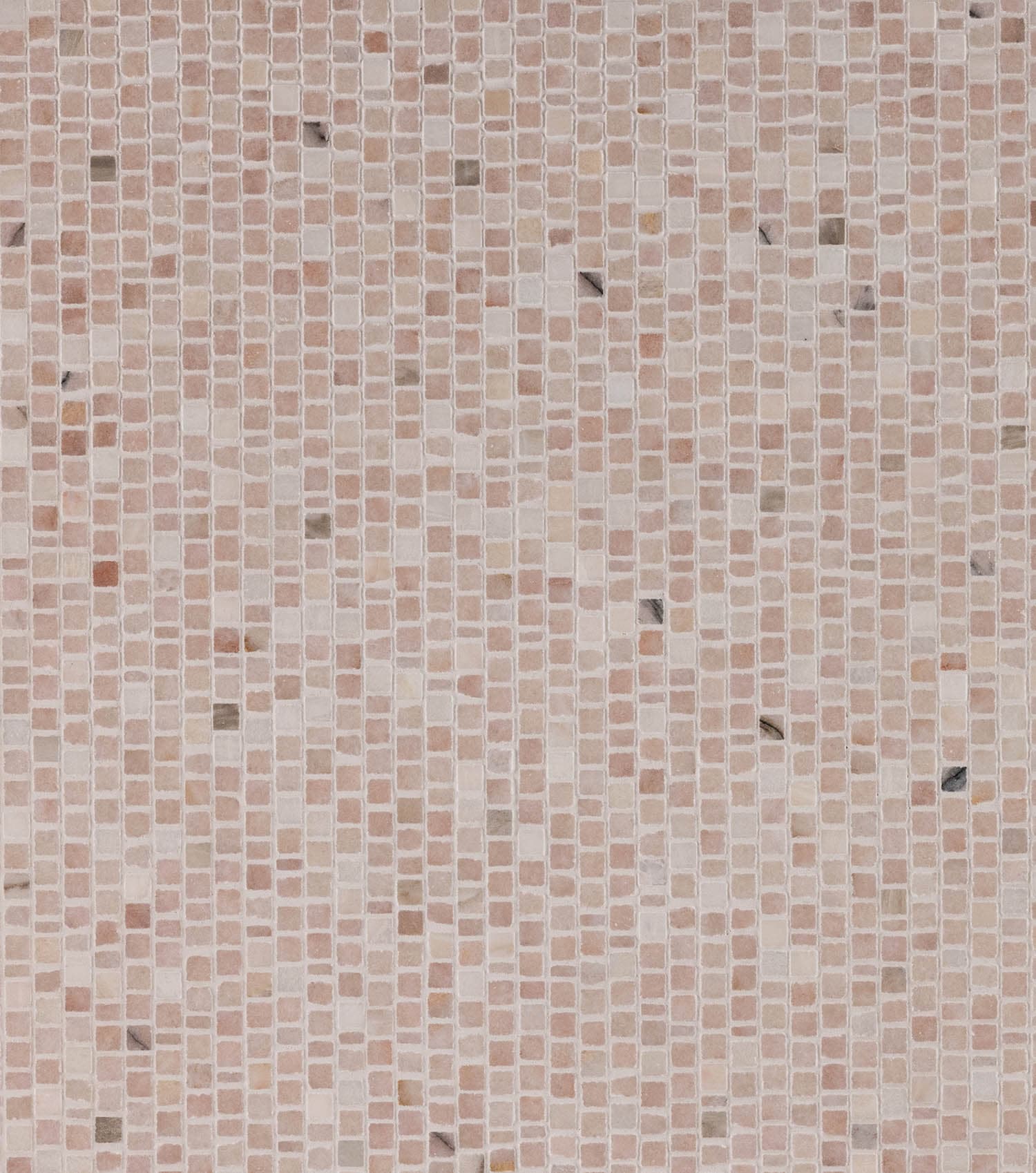A mosaic pattern of small, square tiles in varying shades of light pink and beige, creating a subtle, textured appearance with scattered darker accents.