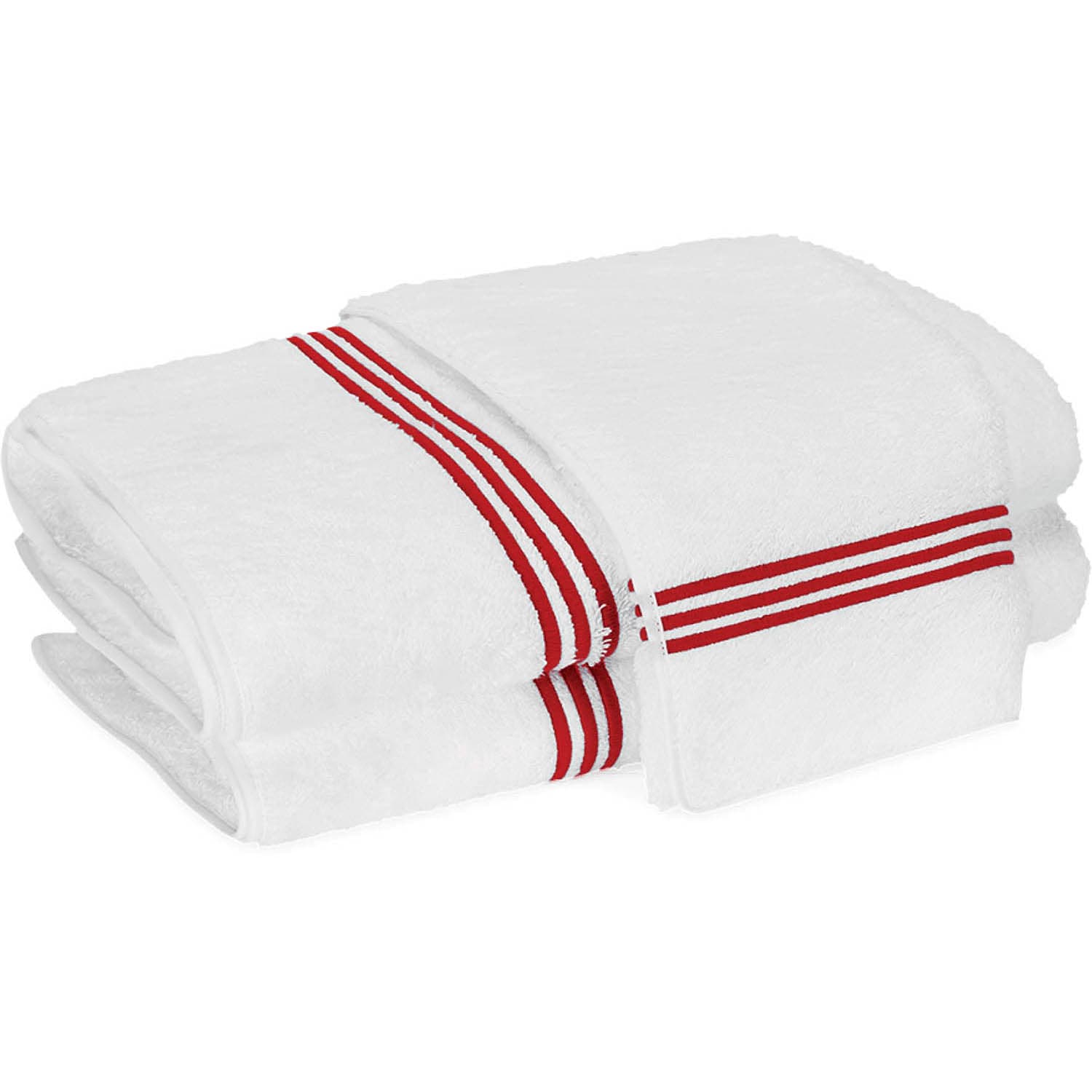 white towels with red stripes