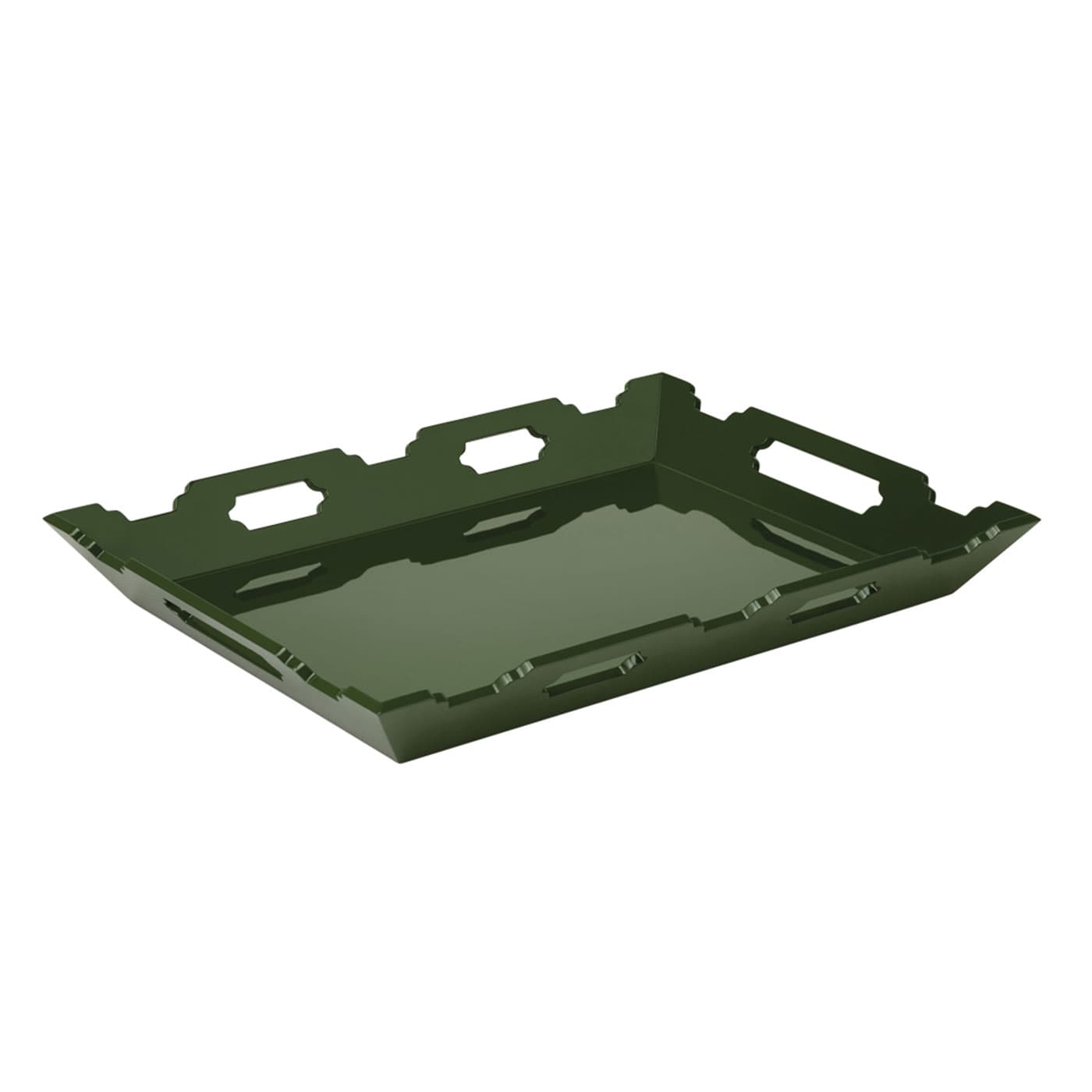 green lacquered dinner tray