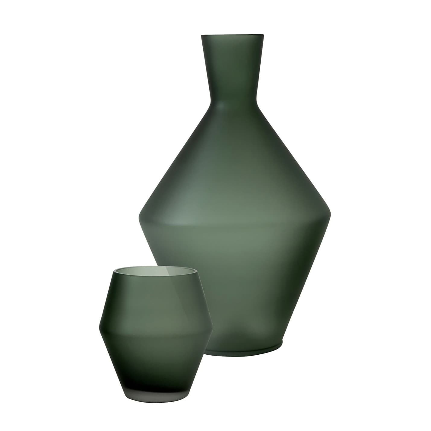 Pair of matte green glass vases from SkLO