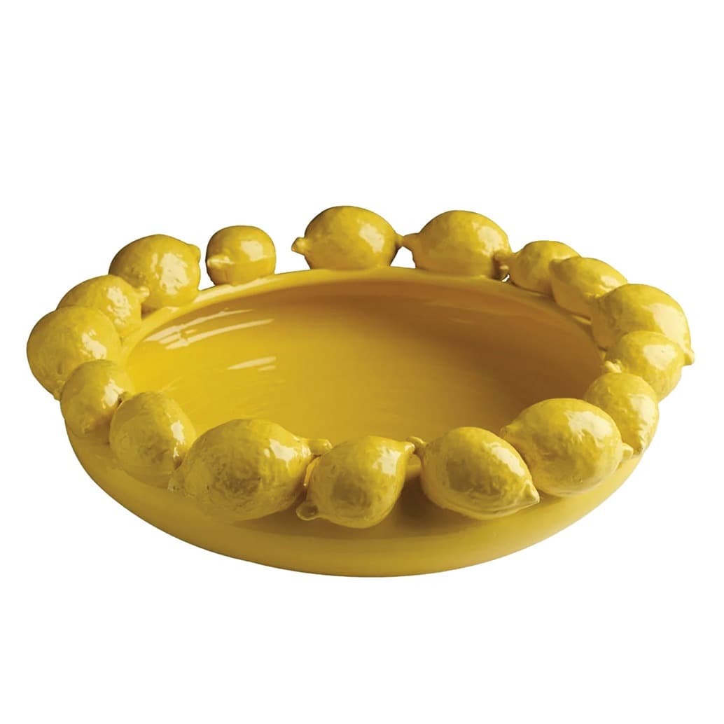 yellow bowl with a lemon trim