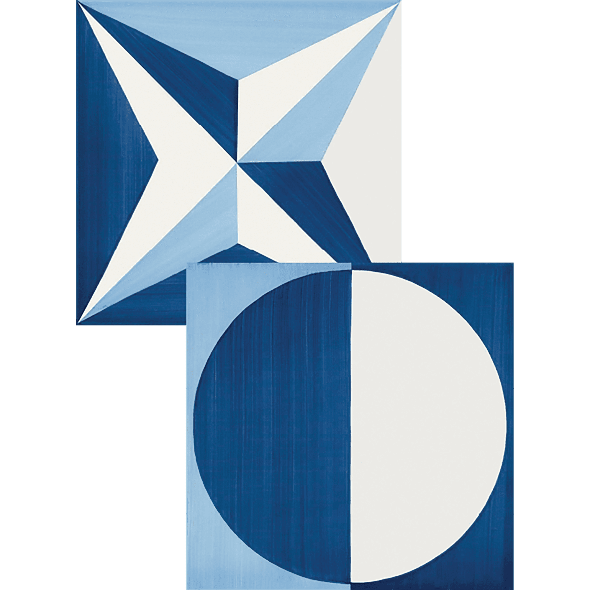 Geometric blue and white tiles