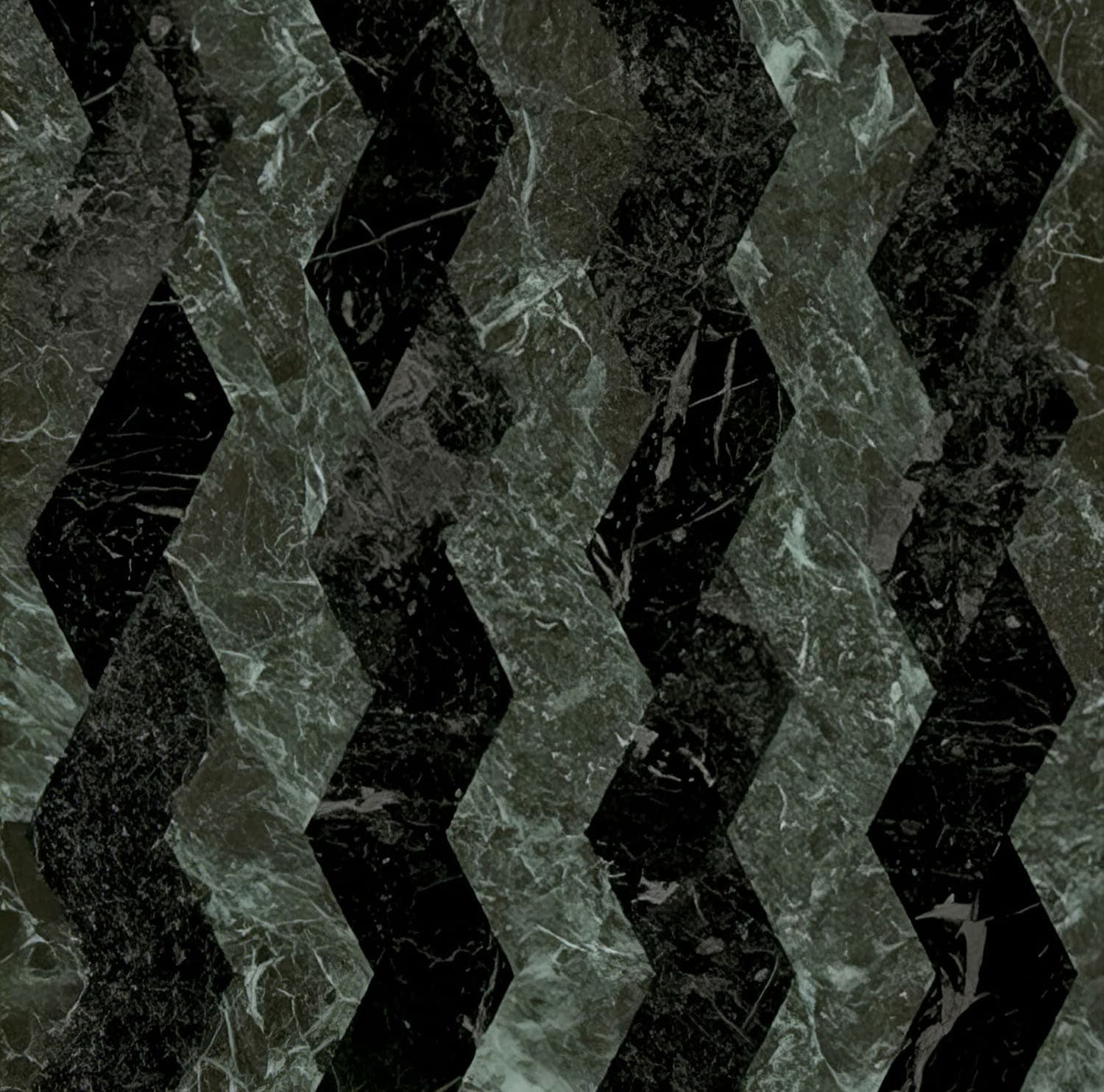 Ribbon tile in green and black.