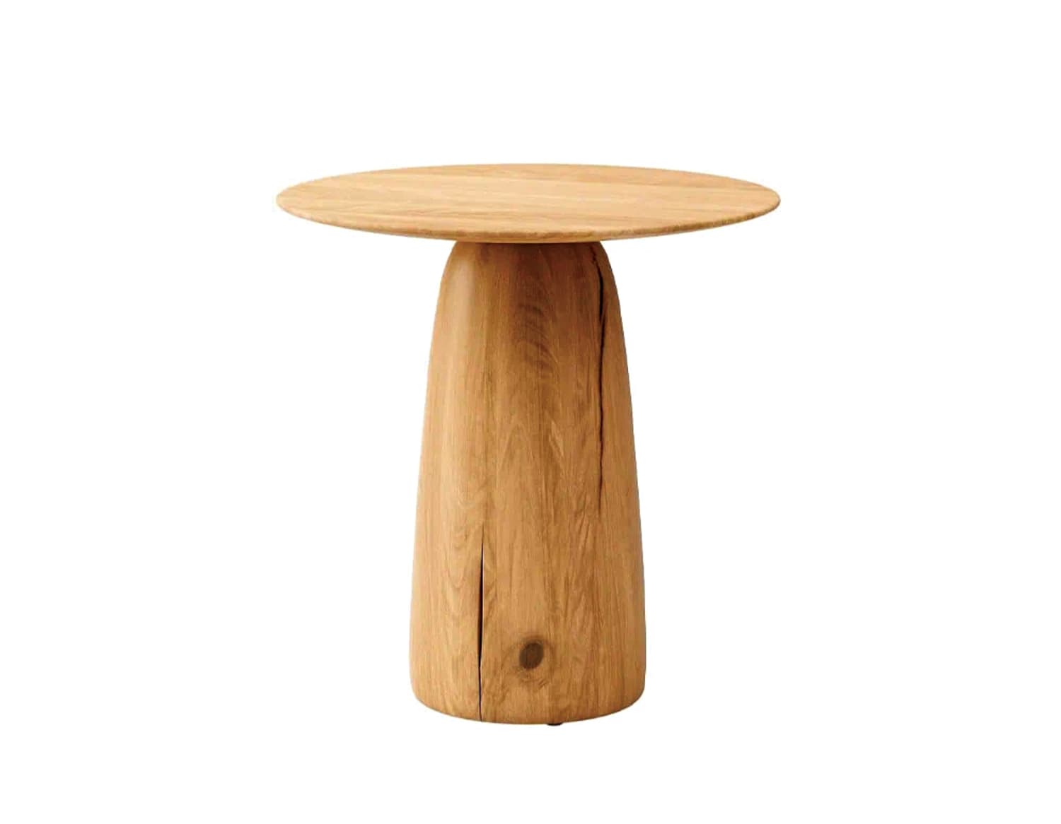 Solid wood side table with rounded top and sculpted base by Yabu Pushelberg for Tribù.