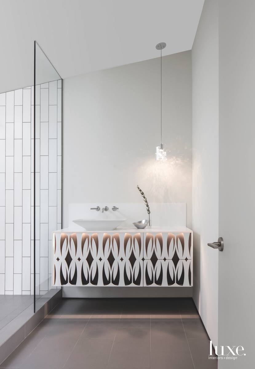 modern white bathroom steel pattern...