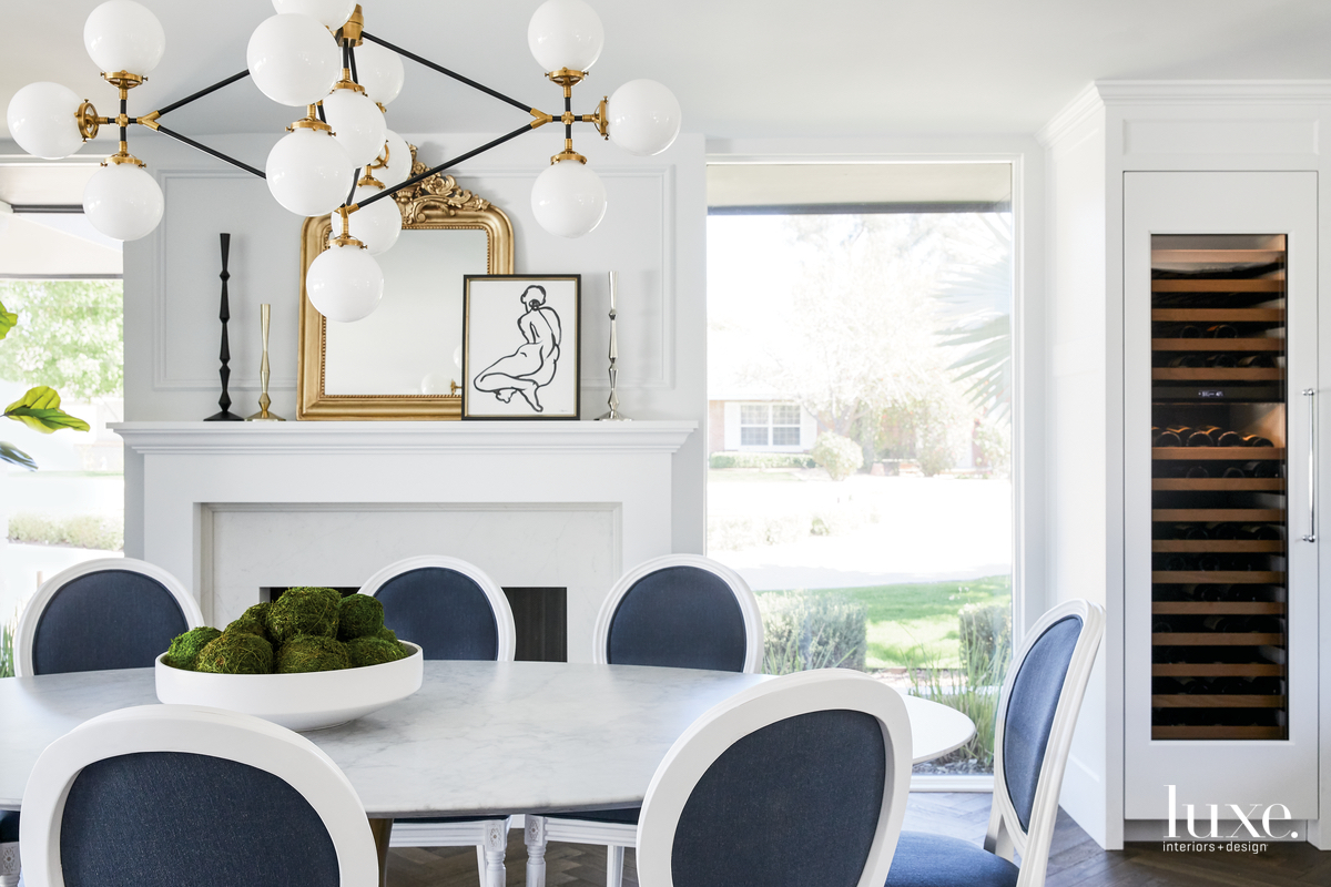 contemporary white dining room navy-and-white...