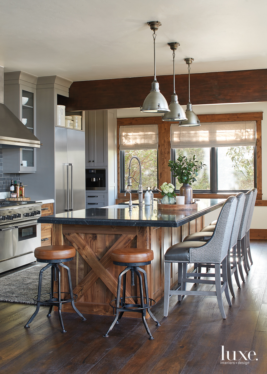 open rustic kitchen with island...