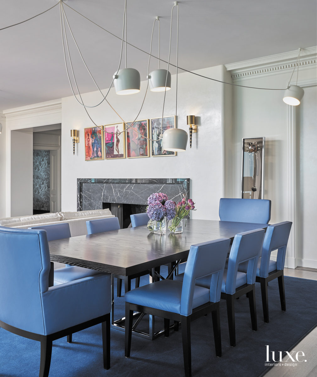 modern blue dining room