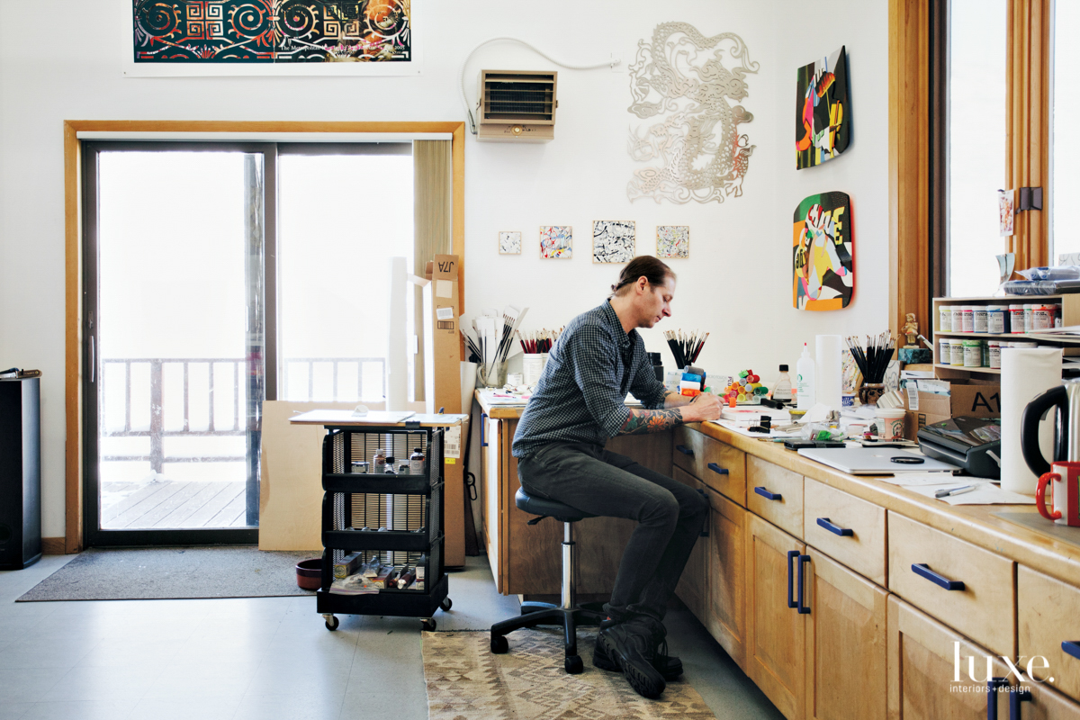 Brinker creates in his Aspen studio. He says, "I try to stay open to possibilities and new ways of working."