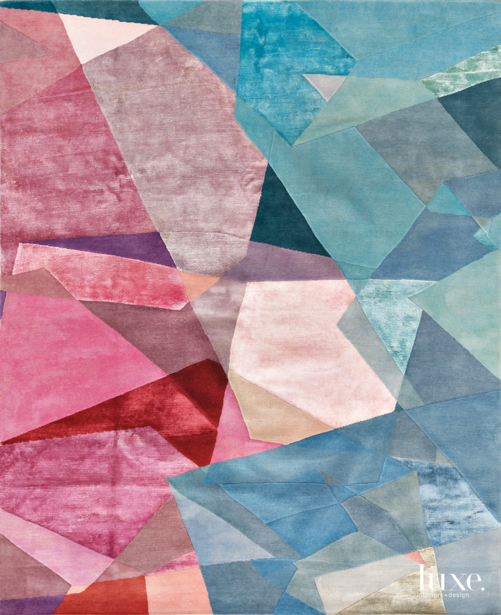 abstract pink and blue rug