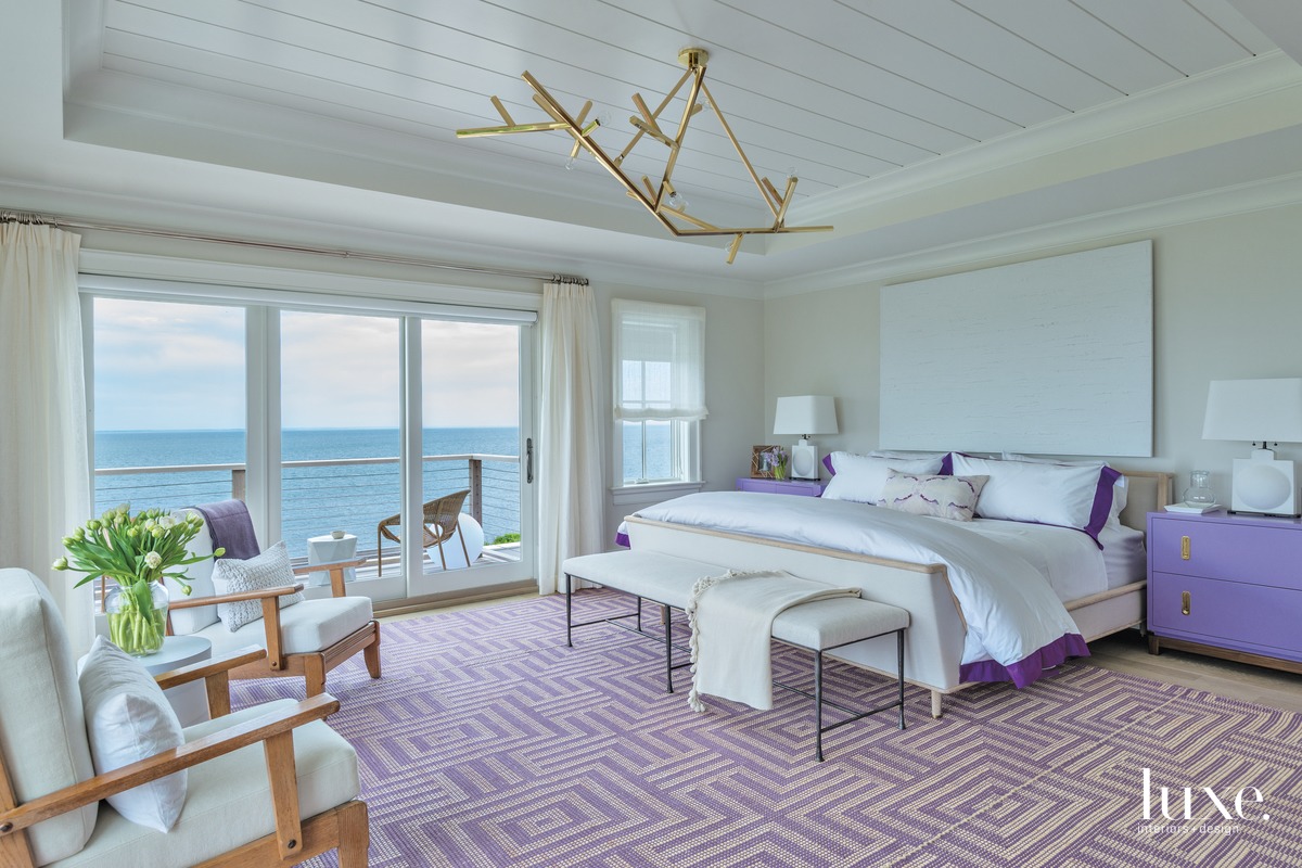 transitional bedroom purple accents