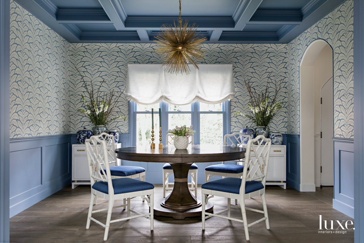 traditional blue dining room