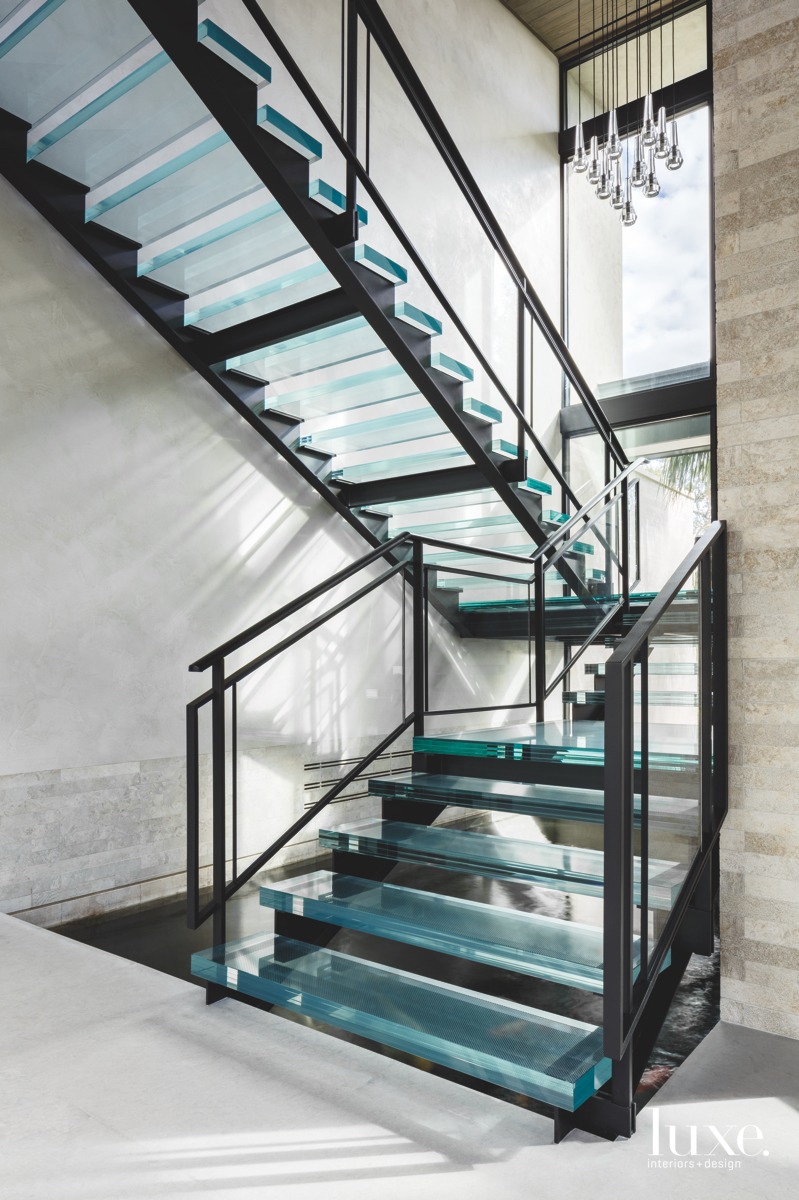 modern glass-and-steel staircase