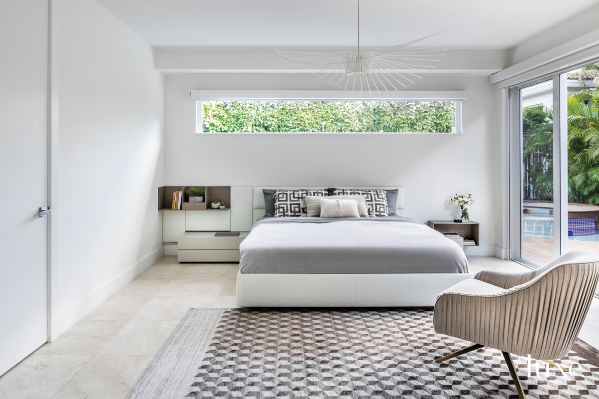 modern white and gray bedroom
