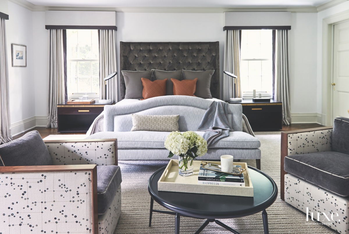 modern bedroom gray sofa chairs...