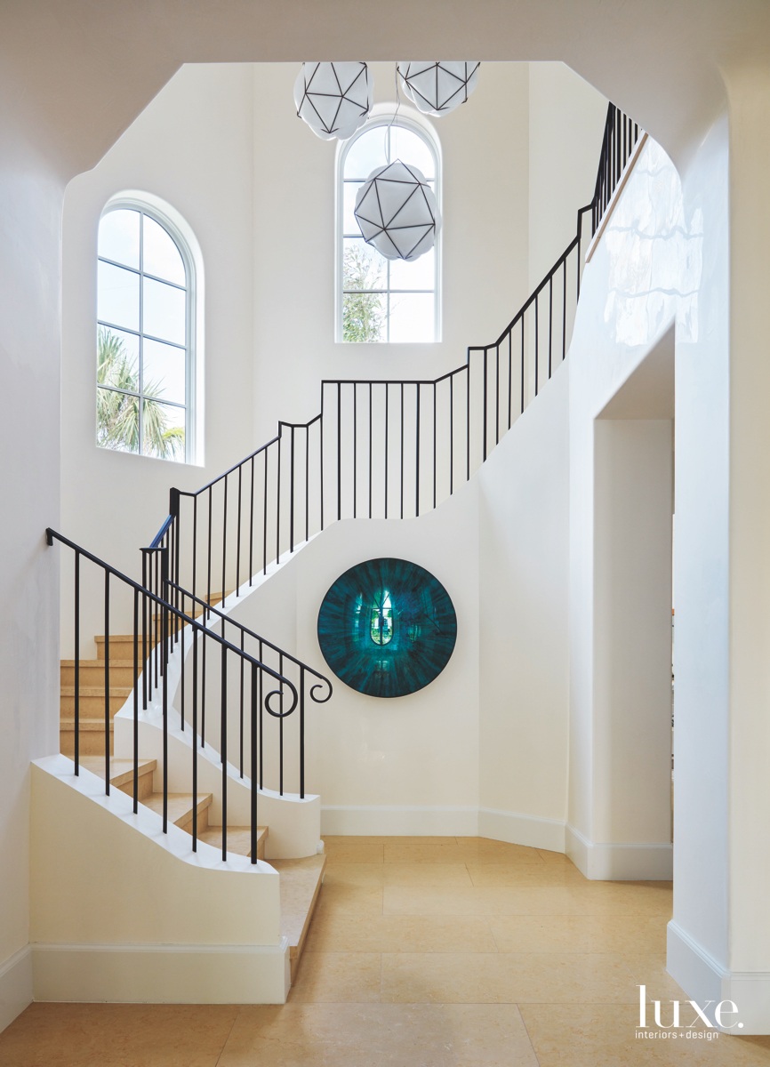 contemporary foyer stairwell neutral