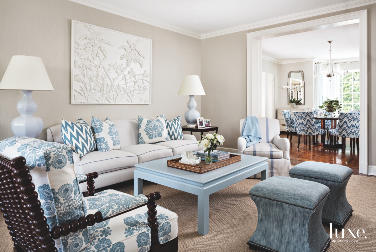 traditional living room blue accents