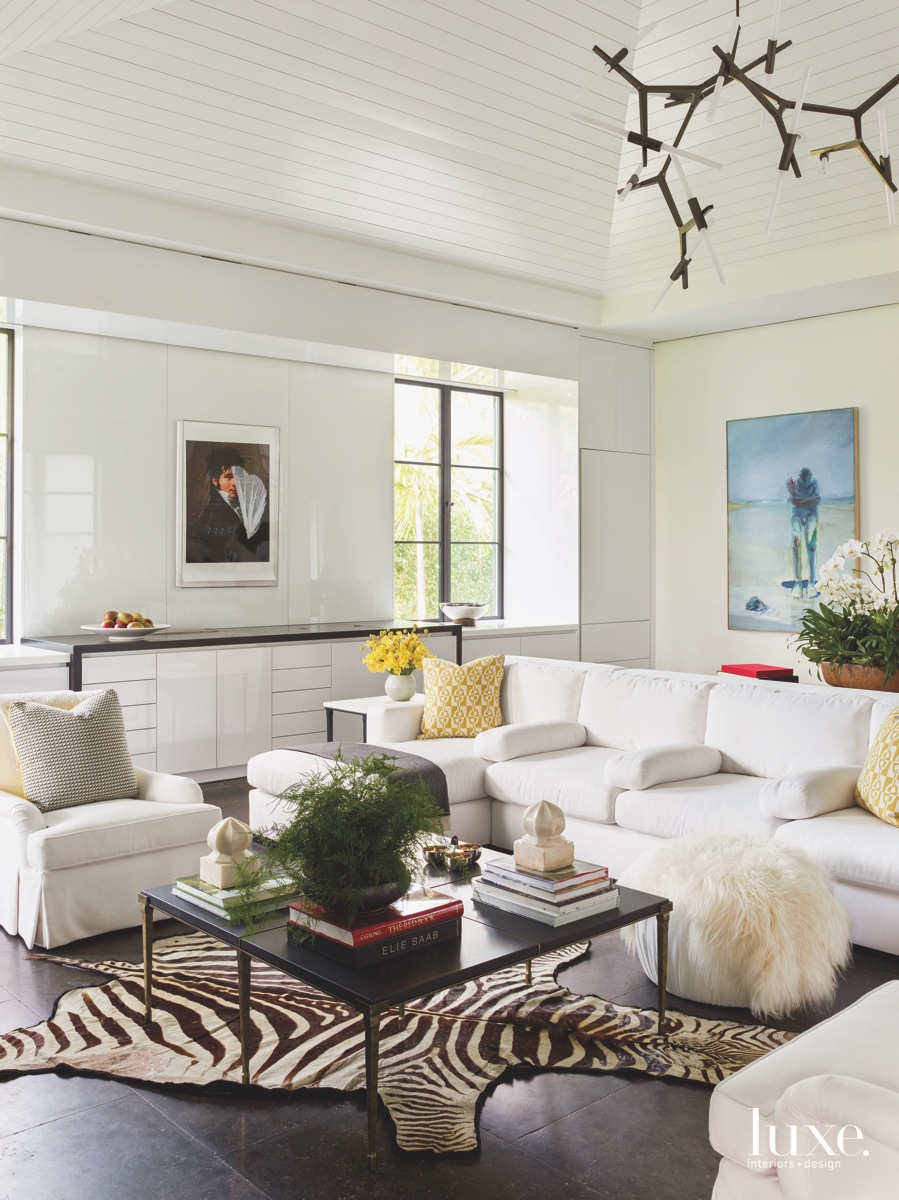 transitional great room white sectional...