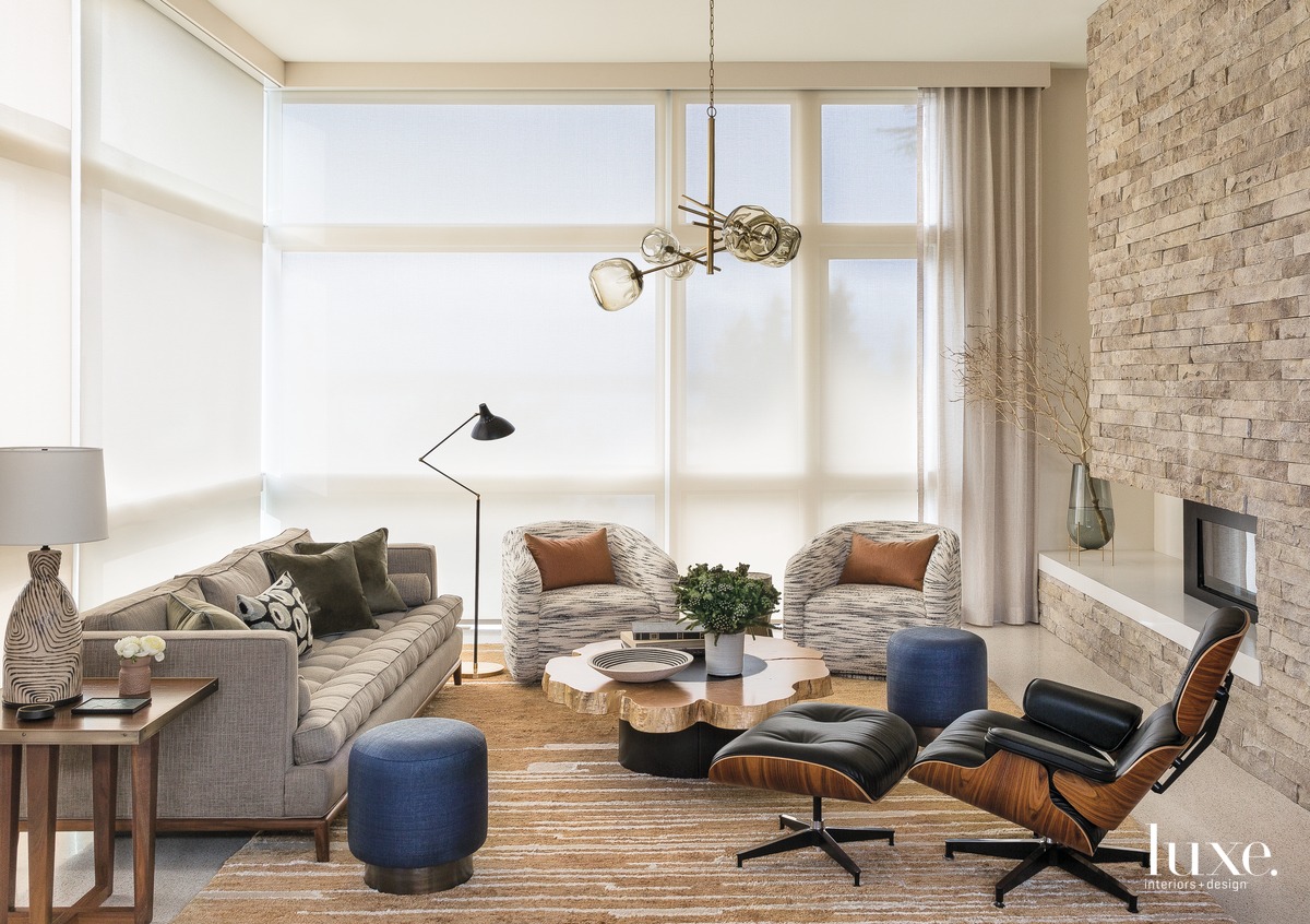mid-century modern living room neutral...