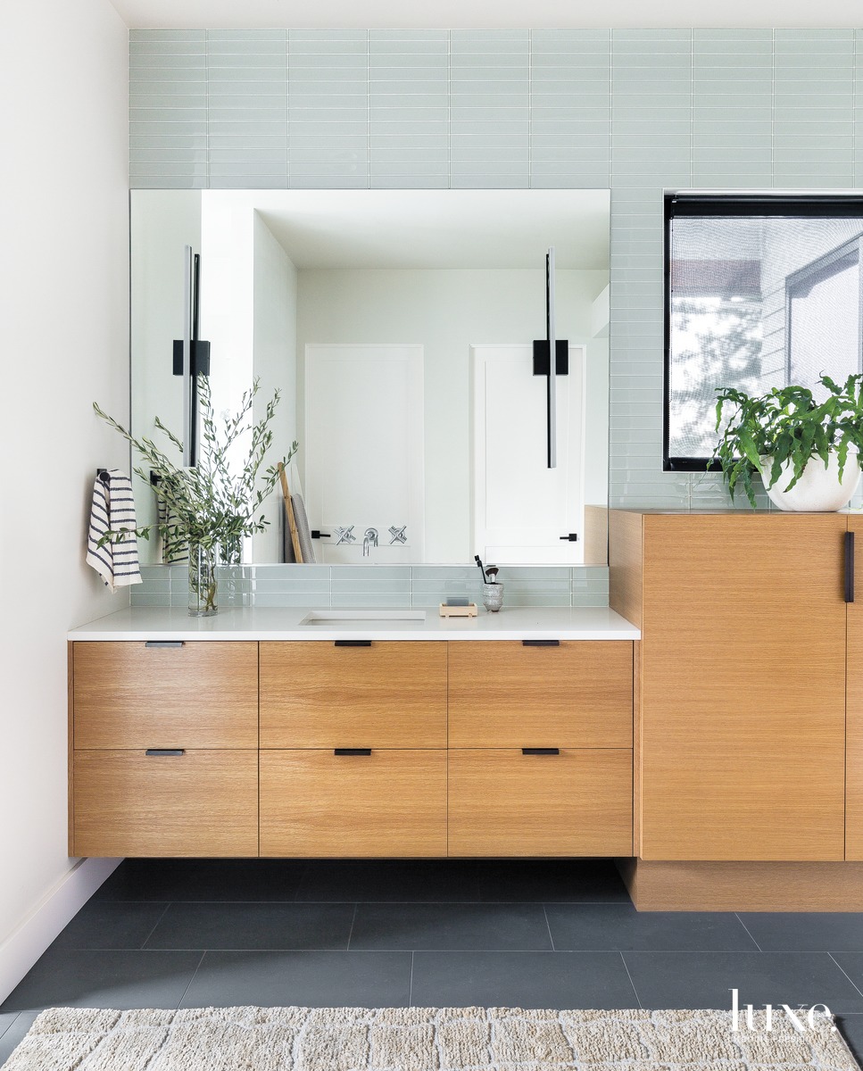 contemporary bathroom neutral cabinetry