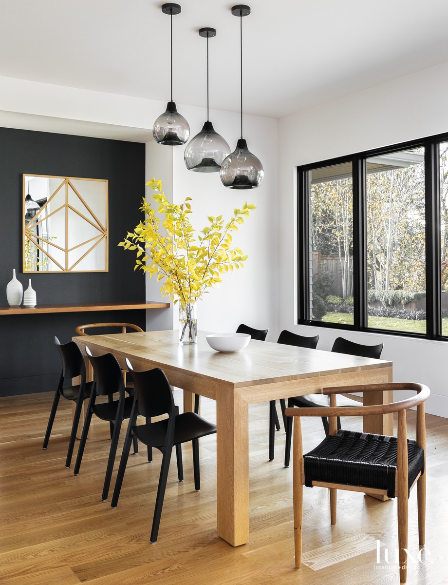 contemporary dining area black accents