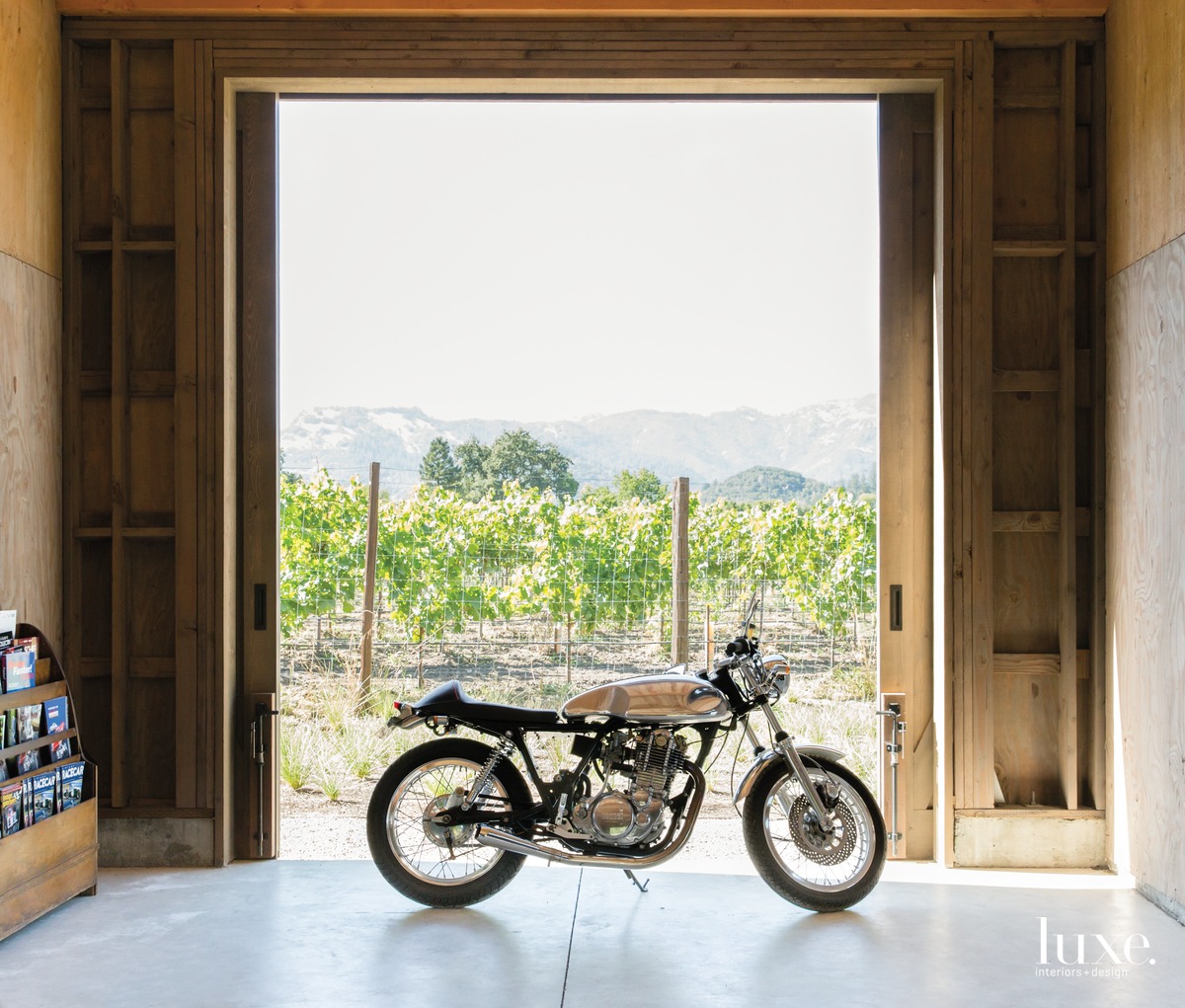 motorcycle landscape garage