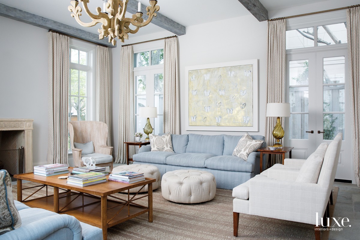 traditional living room neutral and pale blue palette