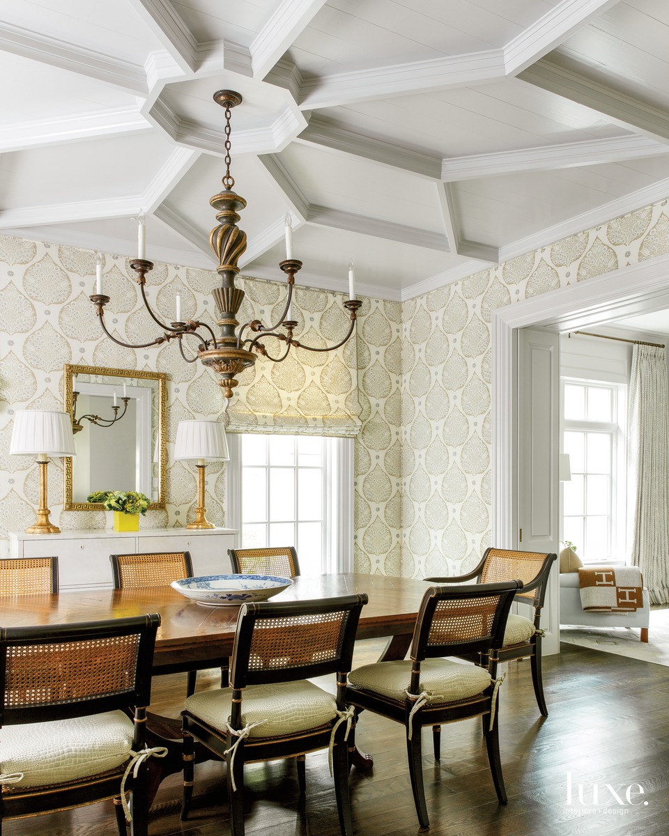 traditional neutral dining room chandelier...