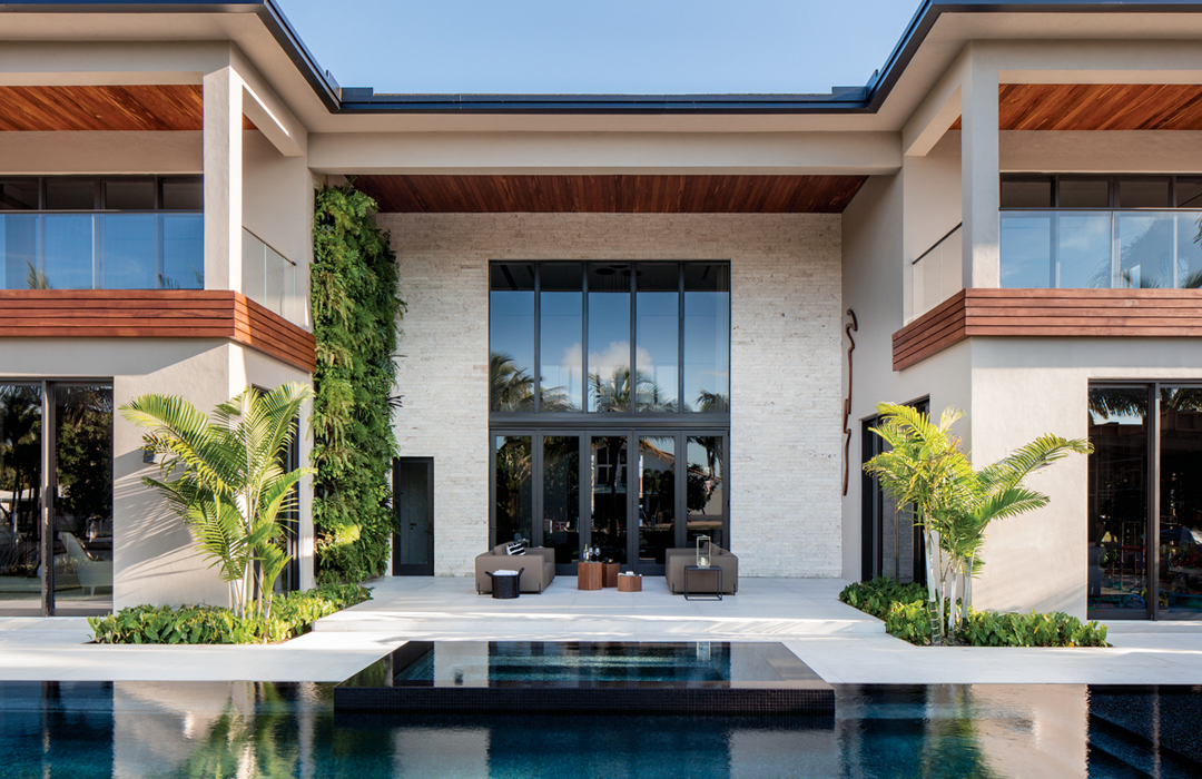 contemporary exterior and pool