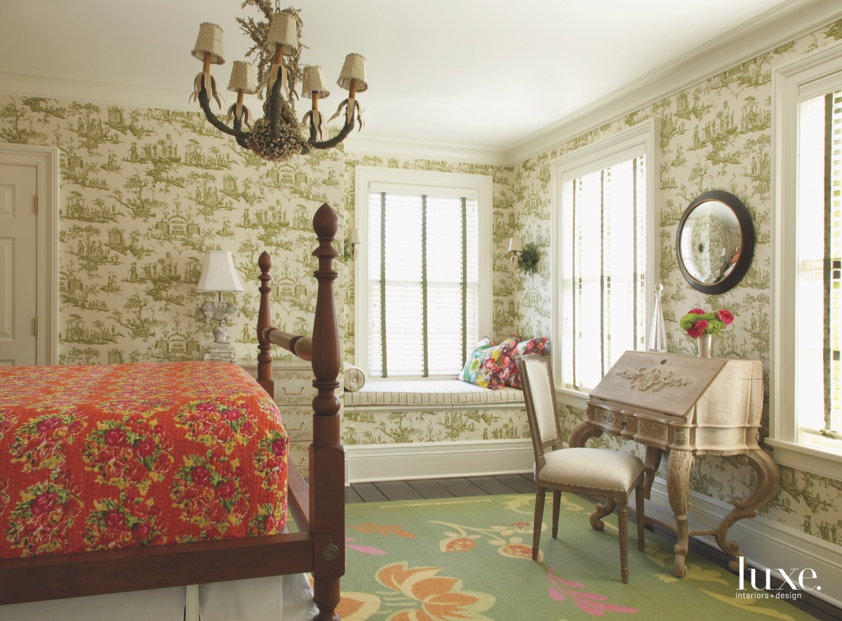 Toile abounds in a second-floor...