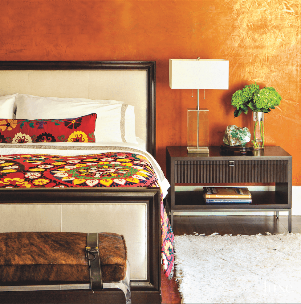 mediterranean bedroom orange wall colorful...