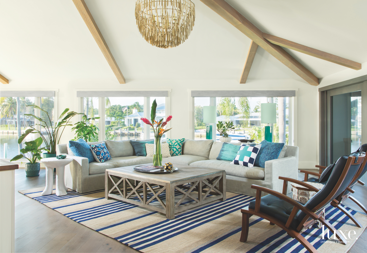 modern neutral blue living room