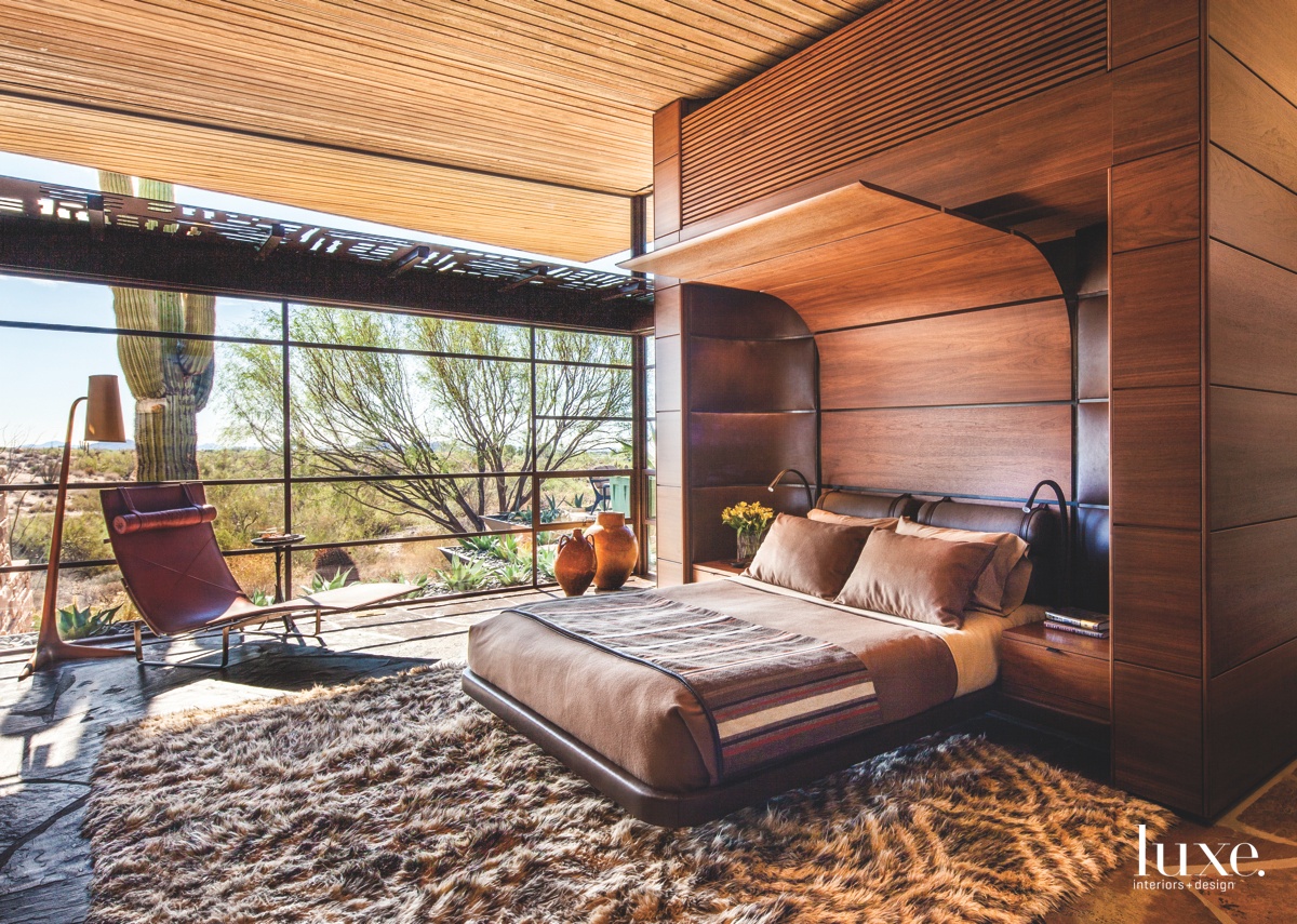 modern masted bedroom walnut canopy