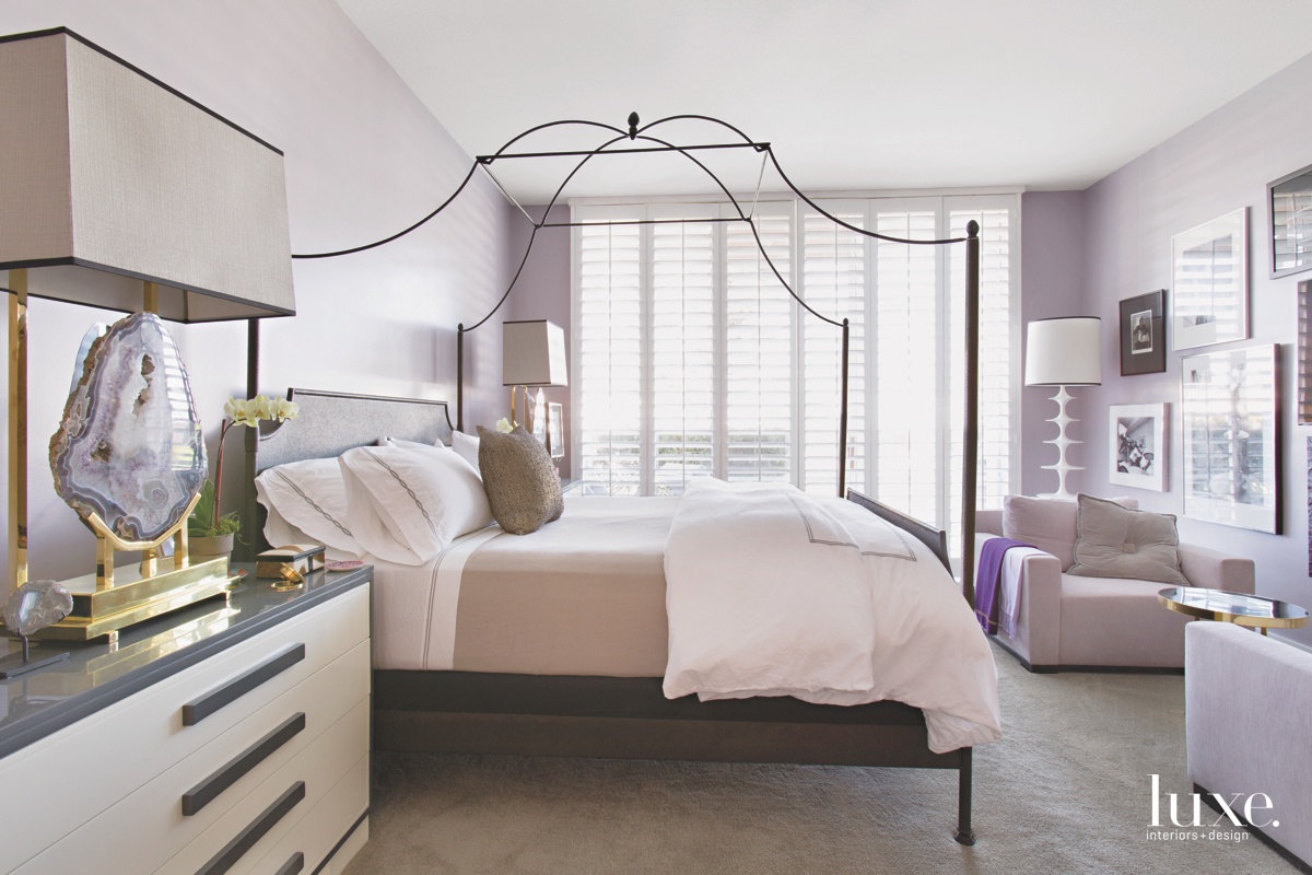 contemporary purple bedroom canopy bed