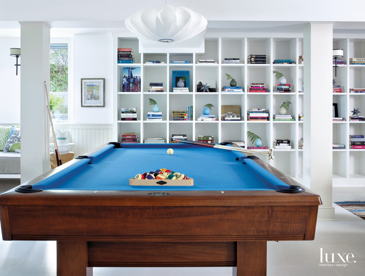 white game room with pool table