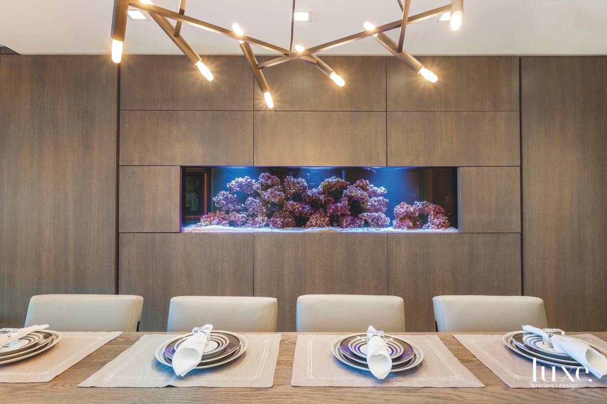 contemporary dining room fish tank...