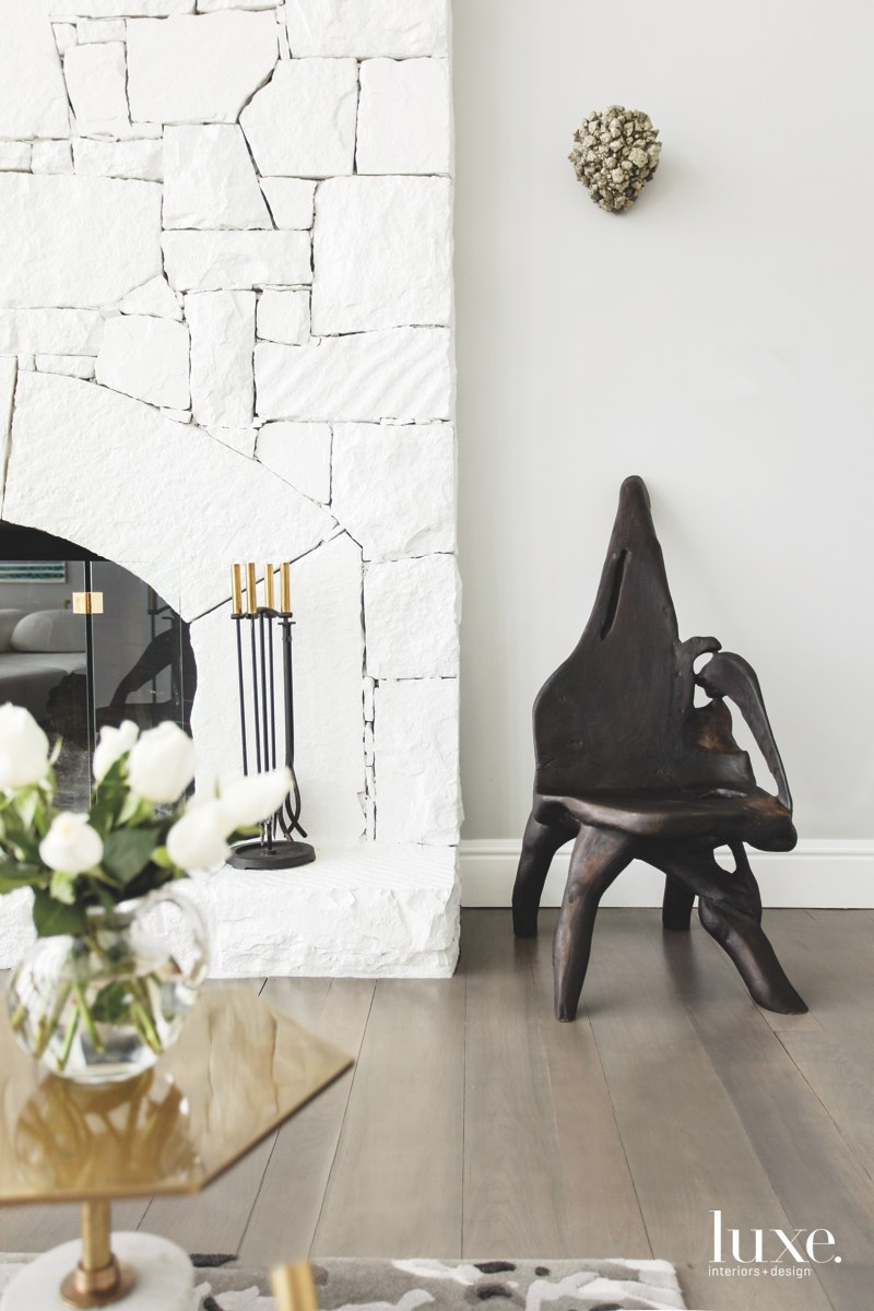 modern living room fireplace sculptural...