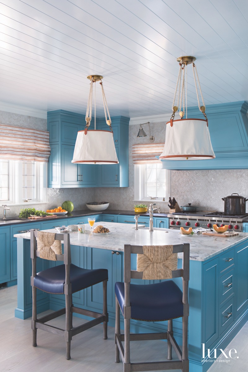 traditional kitchen blue cabinetry