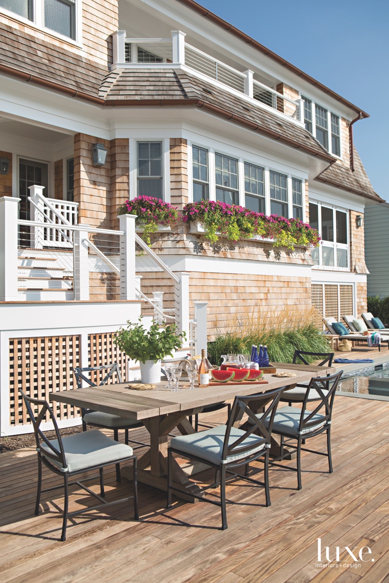 traditional neutral outdoor dining sitting...
