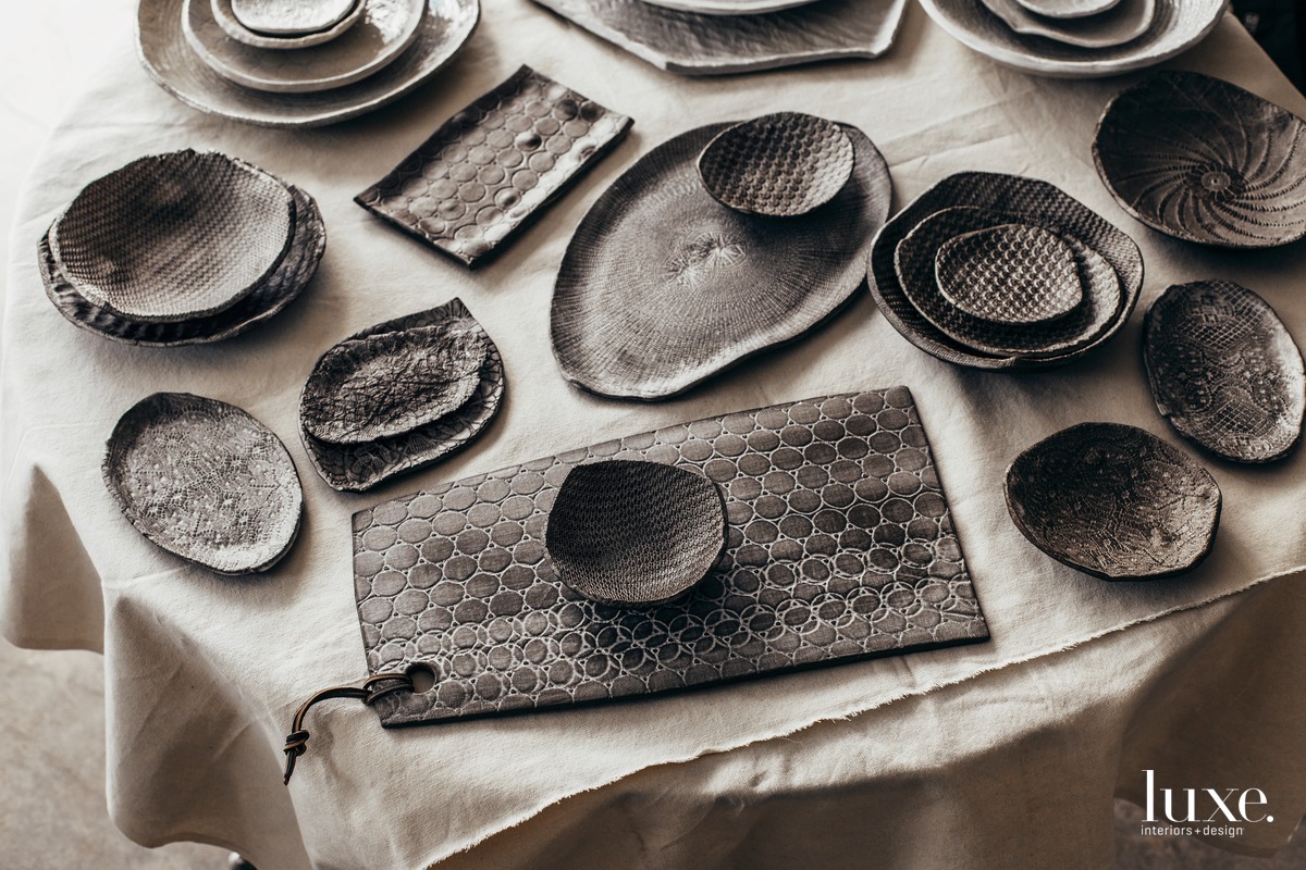 The pieces share rich texture and celebrate a handmade ethos in their rustic shapes.